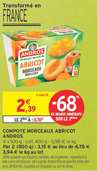 COMPOTE MORCEAUX ABRICOT ANDROS