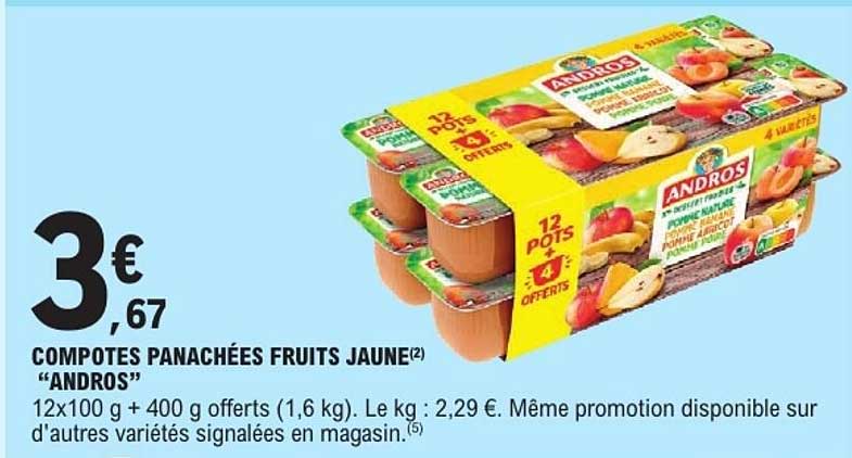 COMPOTES PANACHÉES FRUITS JAUNE(2) “ANDROS”
