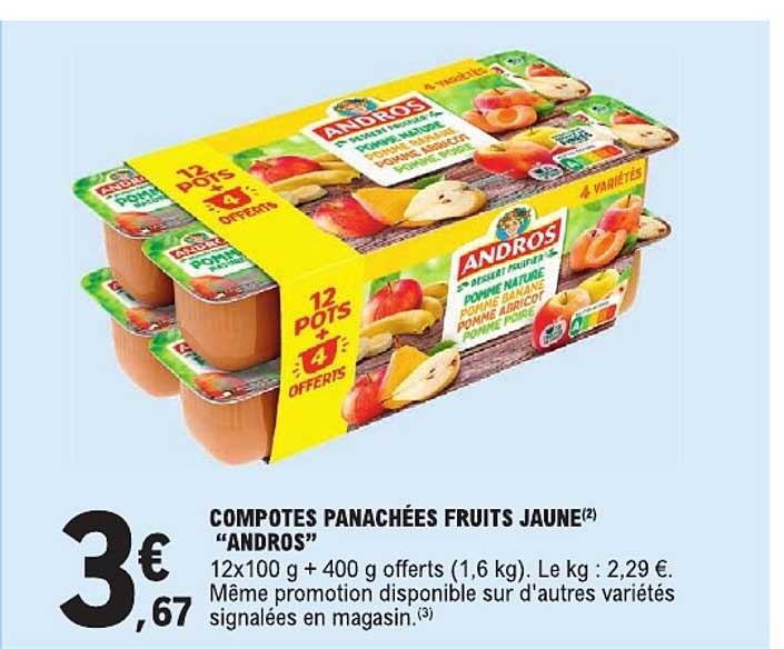 COMPOTES PANACHÉES FRUITS JAUNE(2) “ANDROS”