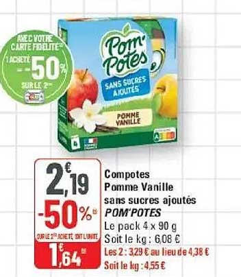Compotes Pomme Vanille sans sucres ajoutés POMPOTES
