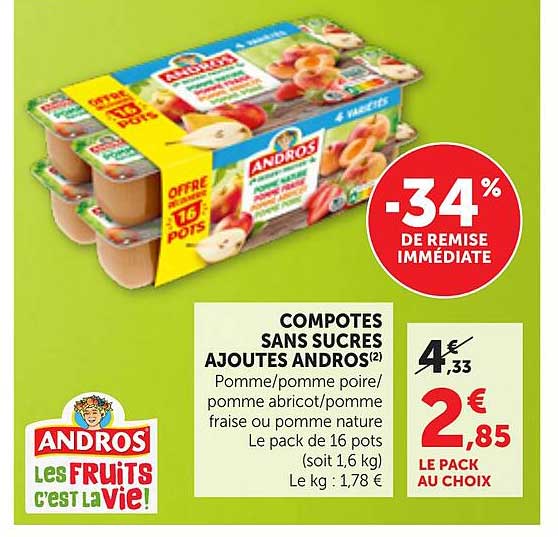 COMPOTES SANS SUCRES AJOUTES ANDROS