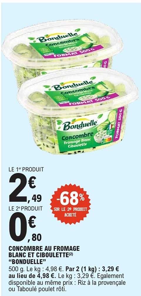 CONCOMBRE AU FROMAGE BLANC ET CIBOULETTE “BONDUELLE”