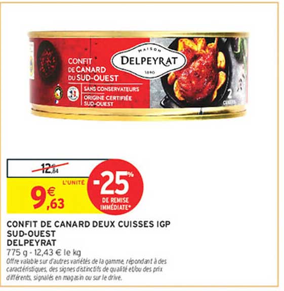 CONFIT DE CANARD DEUX CUISSES IGP SUD-OUEST DELPEYRAT
