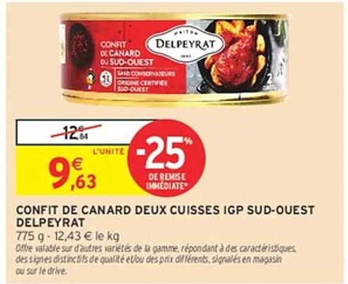 CONFIT DE CANARD DEUX CUISSES IGP SUD-OUEST DELPEYRAT