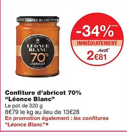 Confiture d’abricot 70% “Léonce Blanc”