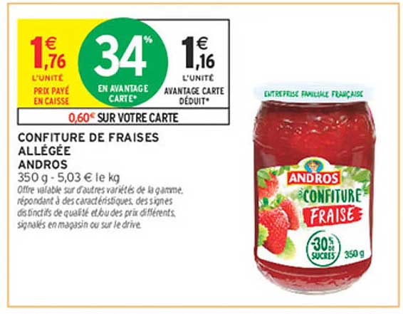 CONFITURE DE FRAISES ALLÉGÉE ANDROS