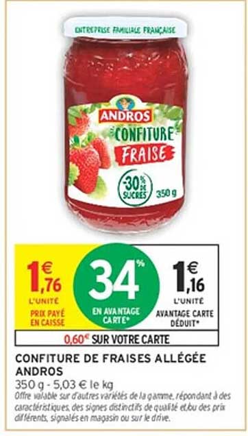 CONFITURE DE FRAISES ALLÉGÉE ANDROS