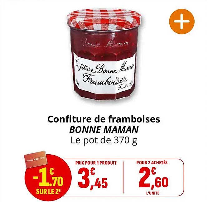 Confiture de framboises BONNE MAMAN Le pot de 370 g