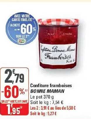 Confiture framboises BONNE MAMAN
