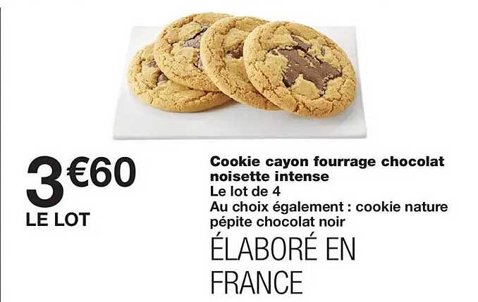 Cookie cayon fourrage chocolat noisette intense