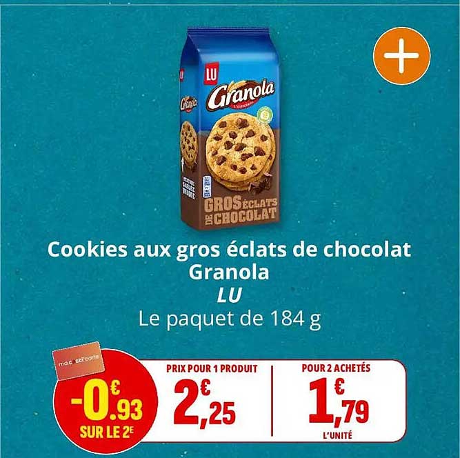 Cookies aux gros éclats de chocolat Granola LU
