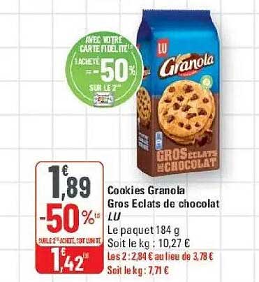 Cookies Granola Gros Eclats de chocolat LU