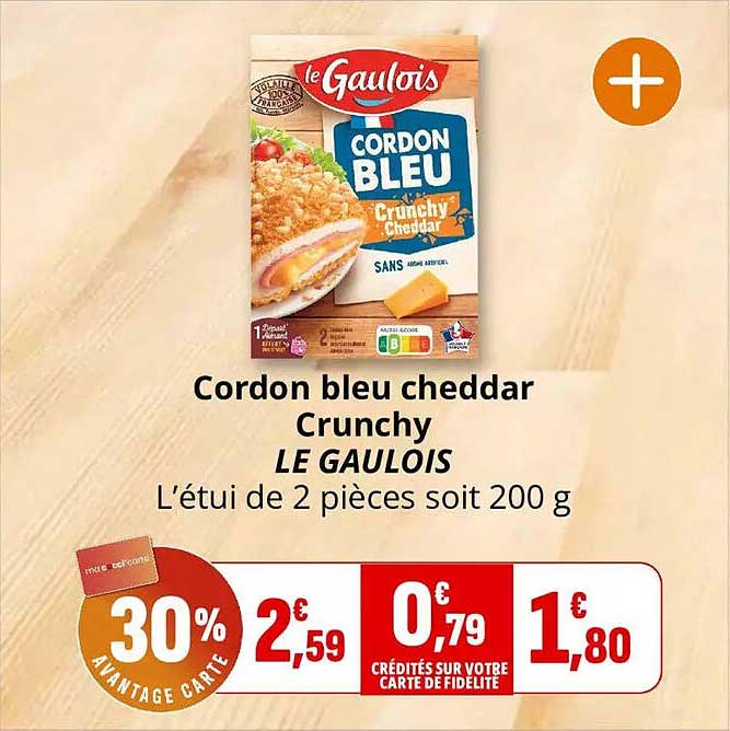 Cordon bleu cheddar Crunchy LE GAULOIS L'étui de 2 pièces soit 200 g
