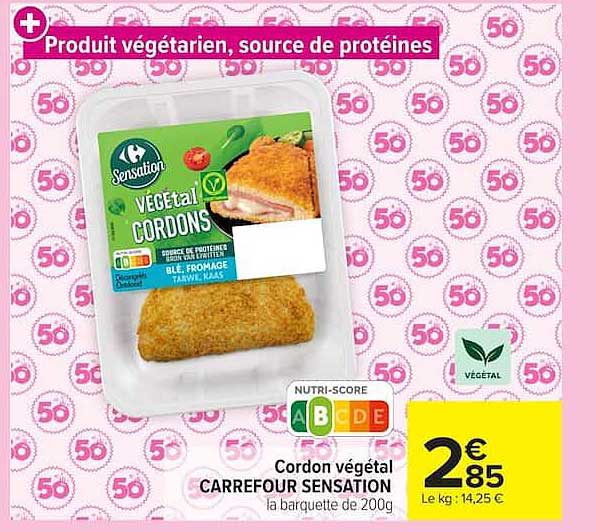 Cordon végétal CARREFOUR SENSATION la barquette de 200g