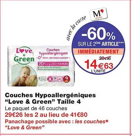 Couches Hypoallergéniques “Love & Green” Taille 4