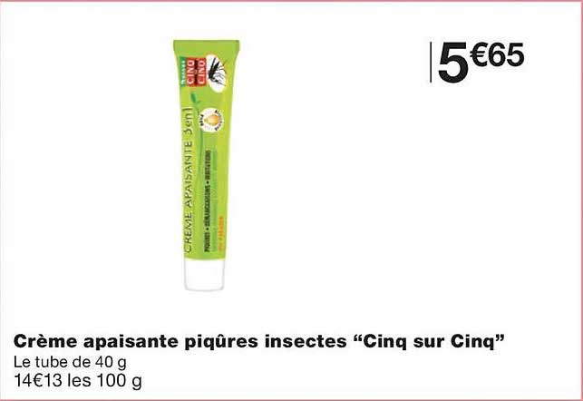 Crème apaisante piqûres insectes “Cinq sur Cinq”