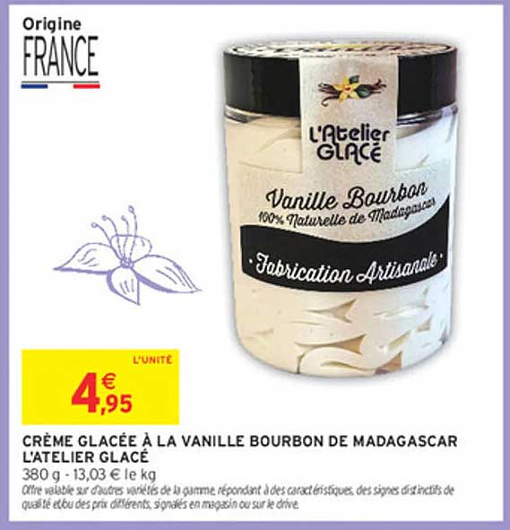 CRÈME GLACÉE À LA VANILLE BOURBON DE MADAGASCAR L'ATELIER GLACÉ