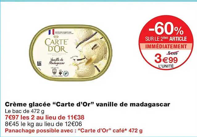 Crème glacée “Carte d’Or” vanille de madagascar