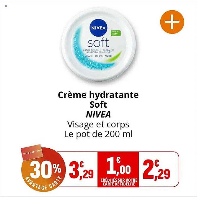 Crème hydratante Soft NIVEA Visage et corps Le pot de 200 ml