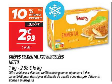 CRÊPES EMMENTAL X20 SURGELÉES NETTO