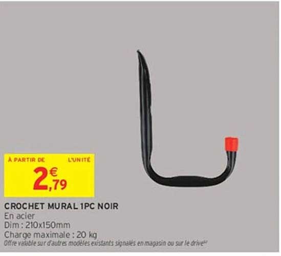 CROCHET MURAL 1PC NOIR