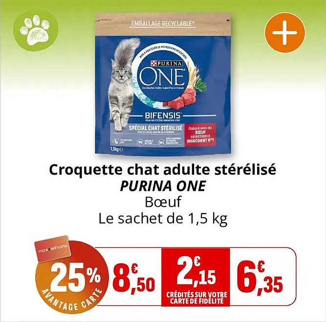 Croquette chat adulte stérilisé PURINA ONE Bœuf Le sachet de 1,5 kg