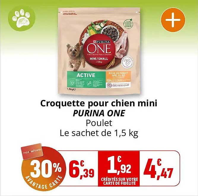 Croquette pour chien mini PURINA ONE Poulet Le sachet de 1,5 kg