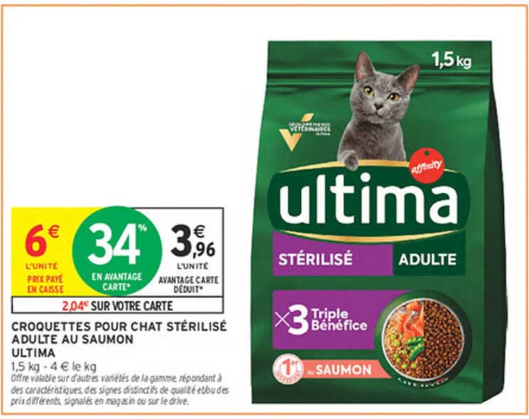 CROQUETTES POUR CHAT STÉRILISÉ ADULTE AU SAUMON ULTIMA