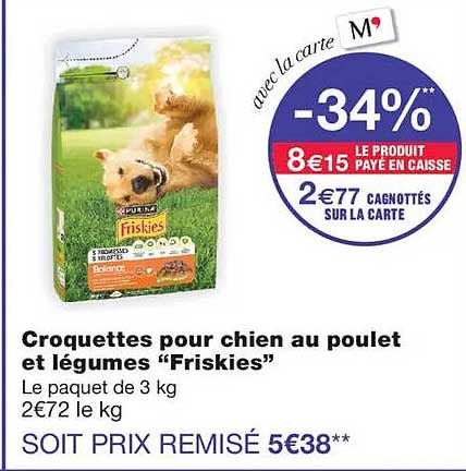 Croquettes pour chien au poulet et légumes “Friskies”