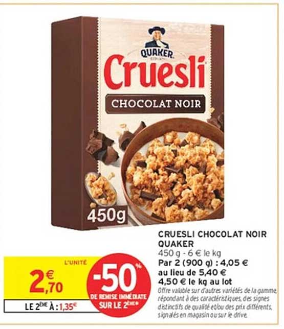 CRUESLI CHOCOLAT NOIR QUAKER