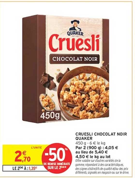 CRUESLI CHOCOLAT NOIR QUAKER