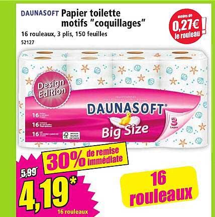 DAUNASOFT Papier toilette motifs "coquillages"