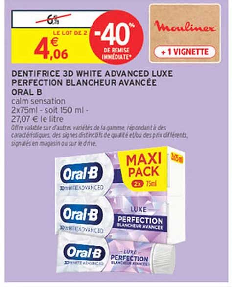DENTIFRICE 3D WHITE ADVANCED LUXE PERFECTION BLANCHEUR AVANCÉE ORAL B