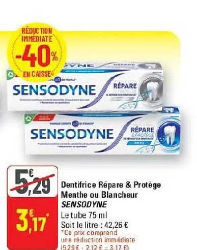 Dentifrice Répare & Protège Menthe ou Blancheur SENSODYNE