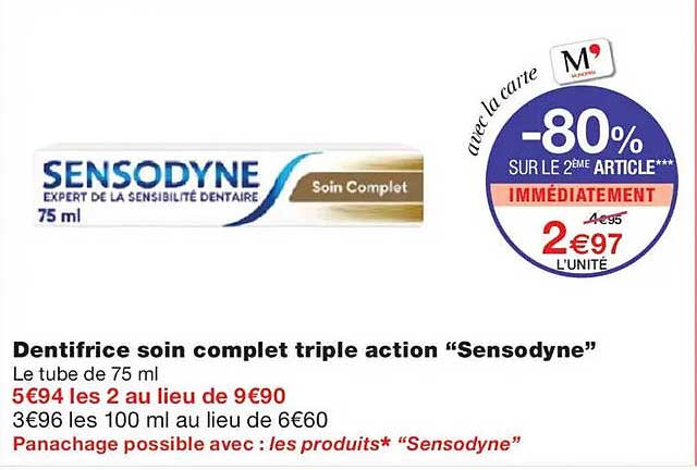 Dentifrice soin complet triple action “Sensodyne”