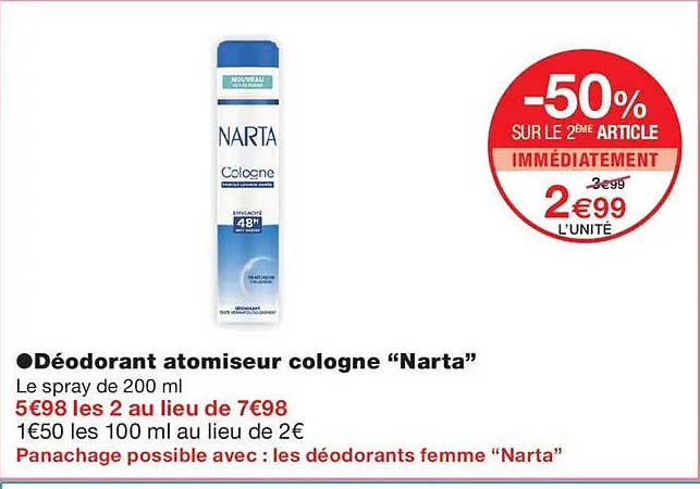 Déodorant atomiseur cologne “Narta”