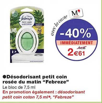 Désodorisant petit coin rosée du matin “Febreze”