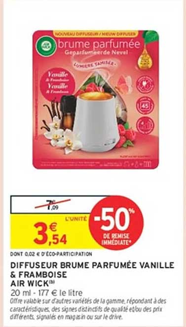 DIFFUSEUR BRUME PARFUMÉE VANILLE & FRAMBOISE AIR WICK