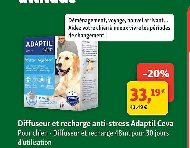 Diffuseur et recharge anti-stress Adaptil Ceva