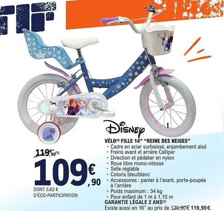 Disney VÉLO FILLE 14'' “REINE DES NEIGES”