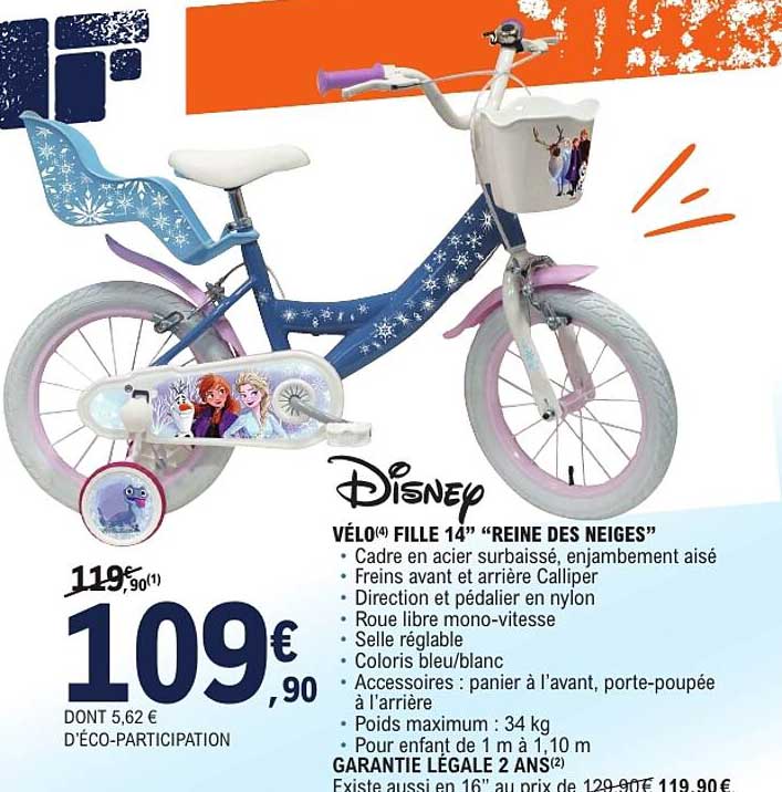 Disney VÉLO FILLE 14" "REINE DES NEIGES"
