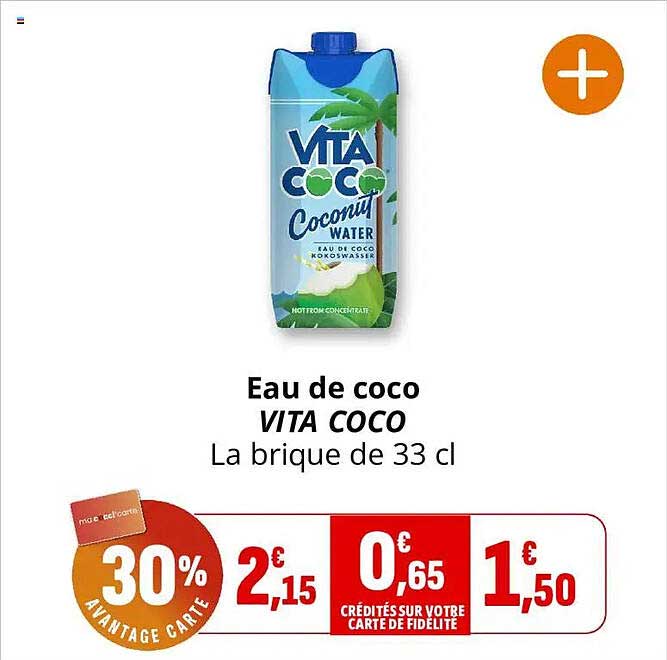 Eau de coco VITA COCO La brique de 33 cl