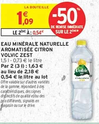 Eau minérale naturelle aromatisée citron Volvic Zest