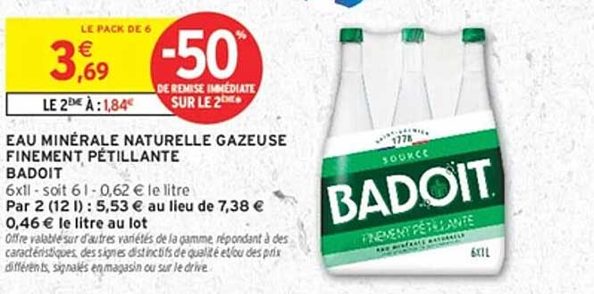 EAU MINERALE NATURELLE GAZEUSE FINEMENT PÉTILLANTE BADOIT