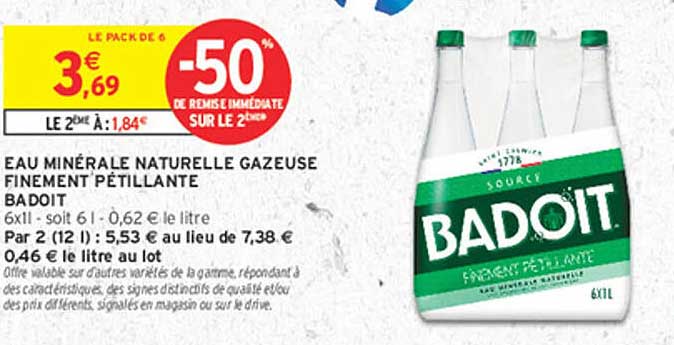 EAU MINÉRALE NATURELLE GAZEUSE FINEMENT PÉTILLANTE BADOIT