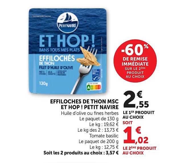 EFFILOHES DE THON MSC ET HOP ! PETIT NAVIRE