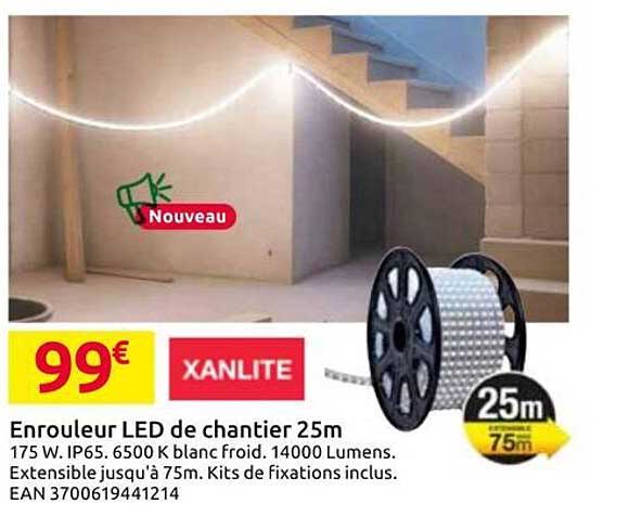Enrouleur LED de chantier 25m
