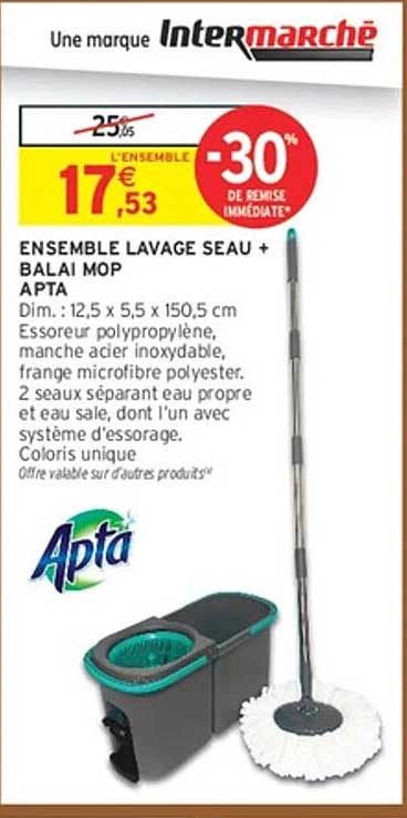 ENSEMBLE LAVAGE SEAU + BALAI MOP APTA