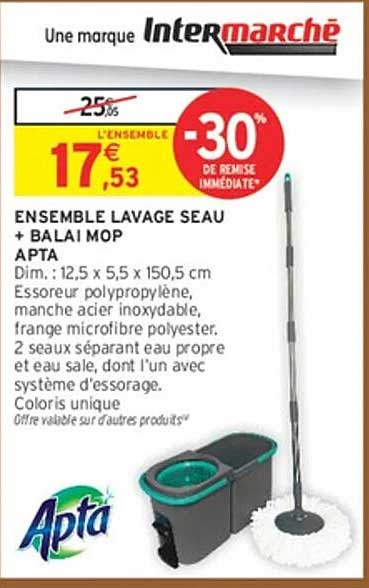 ENSEMBLE LAVAGE SEAU + BALAI MOP APTA