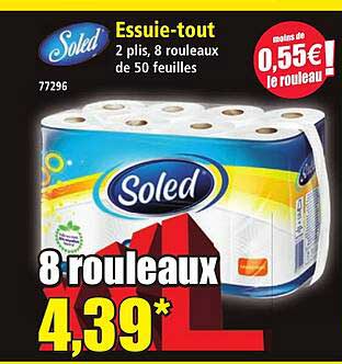 Essuie-tout 2 plis, 8 rouleaux de 50 feuilles